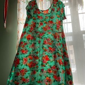 Mint flowered plus sized dress